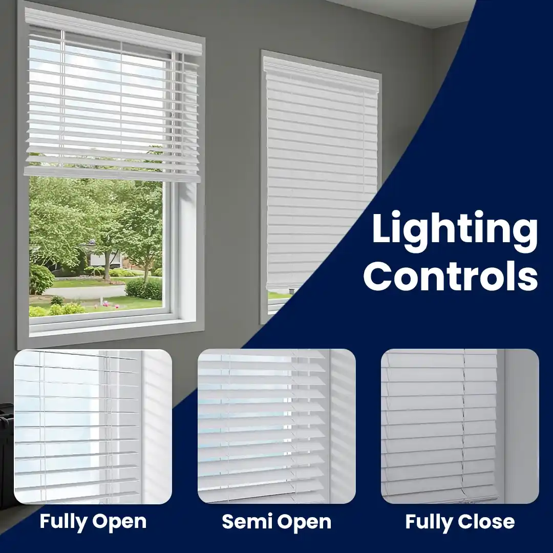 Exclusive Cordless 2 inch Faux Wood Blinds for Garage